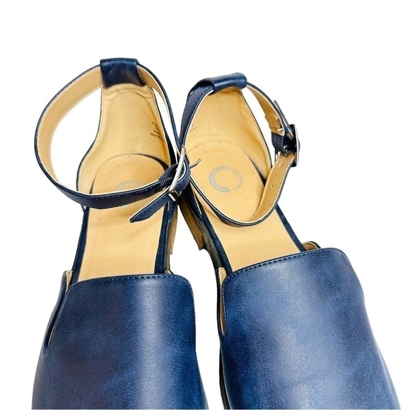 Journee Collection Loretta Sandals Navy Blue Faux Leather‎ Women's Size 11 - Picture 7 of 9